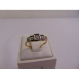 18ct yellow gold and platinum five stone diamond ring, approx total weight 2.6g