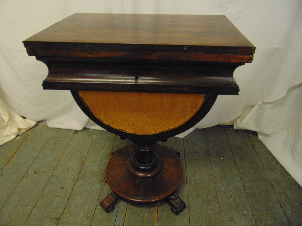 A Victorian rectangular mahogany games and work table, the hinged cover revealing inlaid chess