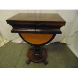 A Victorian rectangular mahogany games and work table, the hinged cover revealing inlaid chess