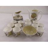 Susie Cooper Sunflower coffee set to include coffee pot, milk jug, sugar bowl, cups and saucers (