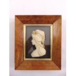A Victorian framed and glazed wax relief of a lady in profile by Leslie Ray circa 1890, 10 x 8cm