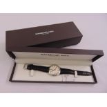 Raymond Weil gentlemans stainless steel wristwatch on leather strap in original packaging and