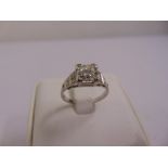 Platinum diamond ring, approx total weight 3.8g, centre stone 1ct