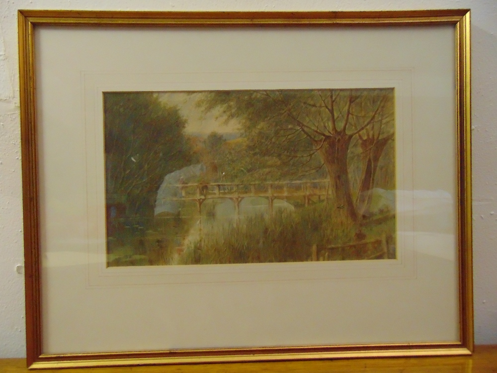 C. Smith framed and glazed watercolour titled Backwater near Hambledon, 19.5 x 33cm