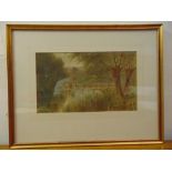 C. Smith framed and glazed watercolour titled Backwater near Hambledon, 19.5 x 33cm