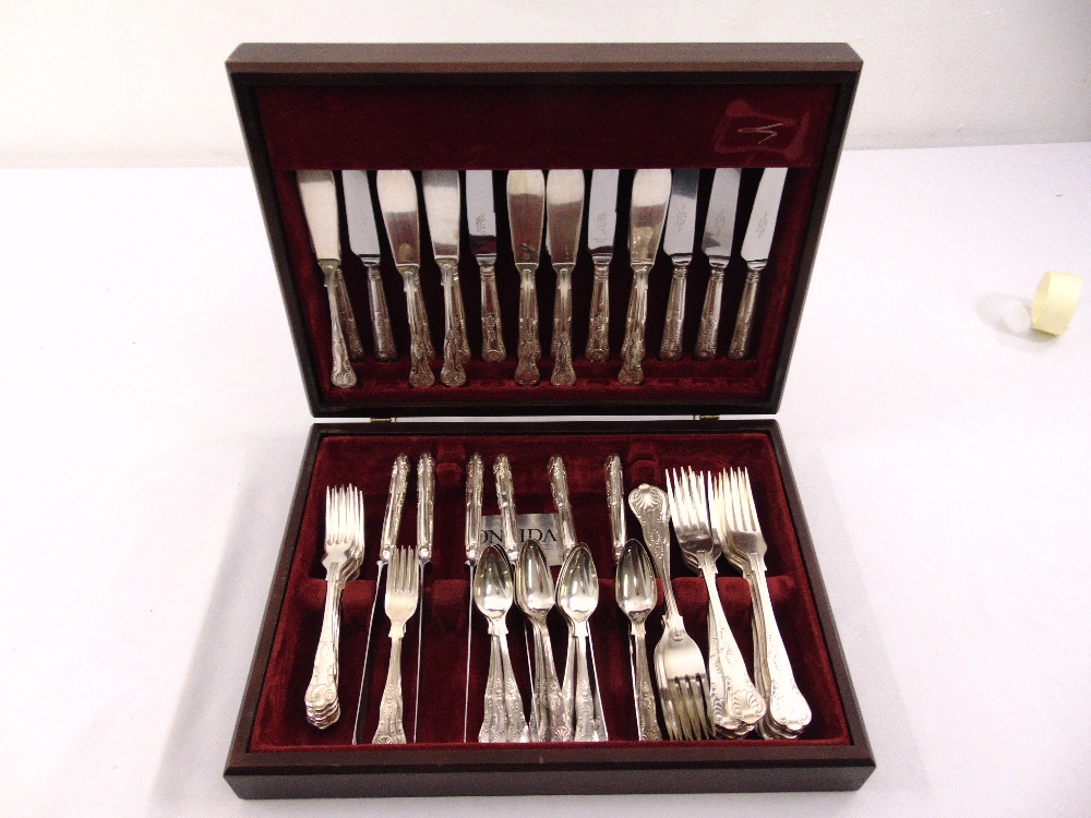 A canteen of silver plated Kings pattern flatware