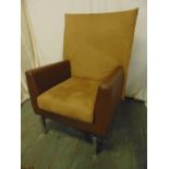 A Polaris leather and chrome armchair on four rectangular chrome supports