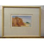 Lady Muriel Cuckney (Scott Boyd) framed and glazed gouache titled Cliffs at Vale do Lobo monogrammed