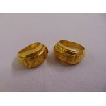 Two gold rings, approx total weight 17.9g, tested 22ct