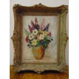 Barat framed oil on canvas still life of flowers, signed bottom left, 40 x 31cm