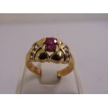 9ct yellow gold ring set with various coloured stones, approx total weight 5.7g