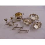 A quantity of silver and white metal to include three bonbon dishes, a sugar bowl, a pair of