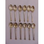 Six silver slip top coffee spoons and six others (12)