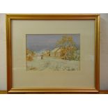 D.R. Sellars 1854-1922 framed and glazed watercolour of a winter scene, signed bottom left, 18 x