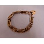 9ct yellow gold gate link bracelet, approx total weight 16.5g