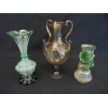 Three Bohemian glass vases of various form and size