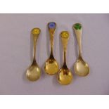 Four Danish white metal gilt spoons dated 1978 x 2, 1979 and 1980
