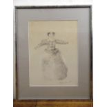 Elizabeth Bury framed and glazed pencil drawing of Hermia from A Midsummer Nights Dream, signed