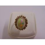 18ct yellow gold, opal and diamond ring, approx total weight 7.6g