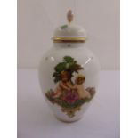Rosenthal vase and cover with putti amidst flowers to the sides, marks to the base