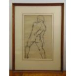 Alfred Elmore R.A. 1815-1881 framed and glazed charcoal study of a male torso, 47.5 x 31cm