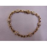9ct yellow gold and diamond bracelet, approx total weight 10.7g