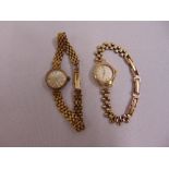 Two 9ct gold ladies wristwatches on 9ct gold articulated bracelets, approx total weight 27.7g