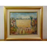 Albert Goldman 1922-2011 framed oil on canvas titled The Western Wall, signed to bottom, 50 x