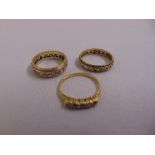 Three gold and diamond rings, tested 9ct, approx total weight 8.5g