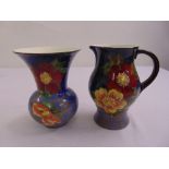 Royal Doulton hand painted water jug and matching thistle shaped vase