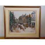 Margaret Chapman polychromatic lithographic print of a Chester street scene, signed bottom right and