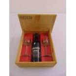 Croft 1963 vintage port in fitted wooden crate to include two glasses