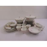 Hutschenreuther part dinner service to include cover tureens, sauce boat on stand, plates cups and