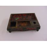 A 19th century French rectangular Boule work desk tidy inkstand on four scroll supports A/F