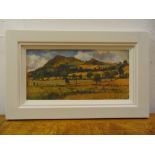 George Gilbert framed and glazed acrylic titled Largo Law, signed bottom right, 17.5 x 36cm