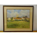 Eyres Simmons 1872-1955 framed and glazed watercolour of a country landscape, signed bottom left,