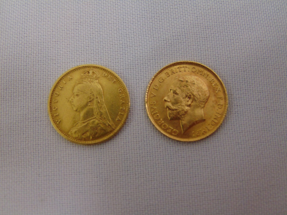 1892 half sovereign and a 1912 half sovereign