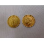 1892 half sovereign and a 1912 half sovereign