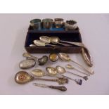 A quantity of silver and white metal to include flatware and napkin rings