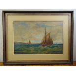 Henry Moore 1831-1895 framed and glazed watercolour of sailing boats, signed bottom right, 43 x