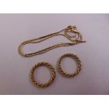 Two 9ct gold rings and a 9ct gold chain, approx total weight 13.8g