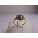 18ct yellow and white gold diamond cluster ring, approx total weight 4.0g