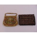 Two French ladies woven tapestry style evening bags