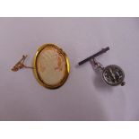 A cameo brooch and a pendant brooch watch