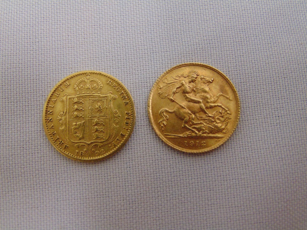 1892 half sovereign and a 1912 half sovereign - Image 2 of 2