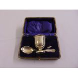 A cased silver egg cup and spoon christening set