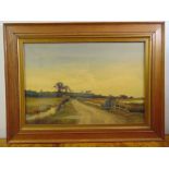 William Ayrton framed and glazed watercolour of a sunset over a meadow, signed bottom right, 49.5