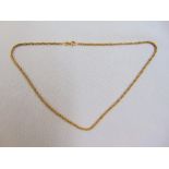 9ct yellow gold rope twist necklace, approx total weight 6.2g