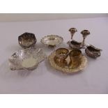 A quantity of silver and white metal to include bonbon dishes, salts and candlesticks (10)
