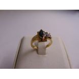 14ct yellow and white gold sapphire and diamond dress ring, approx total weight 3.5g